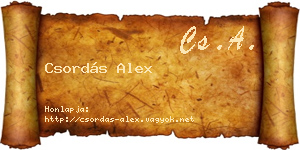 Csordás Alex névjegykártya